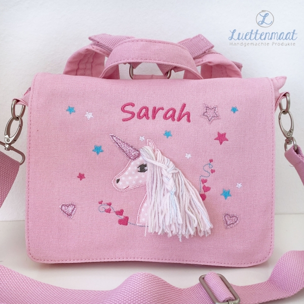 Kindergartentasche mit Namen und Einhorn Glitzer Kindergartenrucksack personalisiert